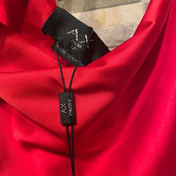 AX Paris Red Satin Maxi Dress | US 8 UK 12 Cowl, Formal Gown, Wedding, Party NWT - Picture 5 of 7